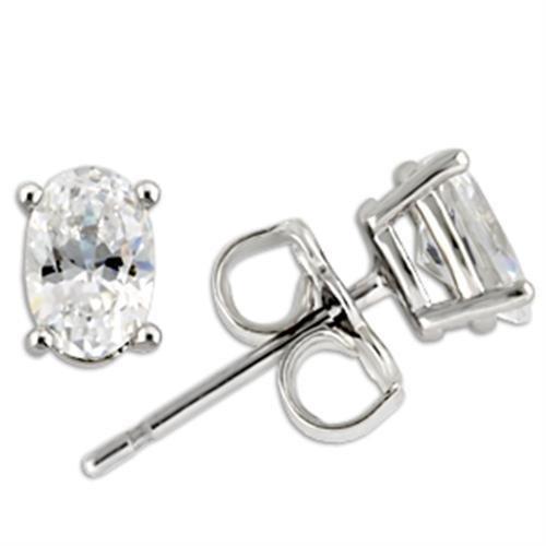 0W174 - Rhodium 925 Sterling Silver Earrings with AAA Grade CZ  in