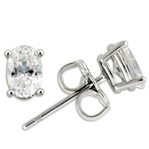 0W174 - Rhodium 925 Sterling Silver Earrings with AAA Grade CZ  in