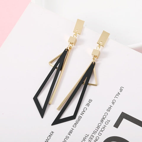 Korean Long Statement Geometric Triangle Tassel Dangle Drop Earrings For Women Earrings Fashion Jewelry