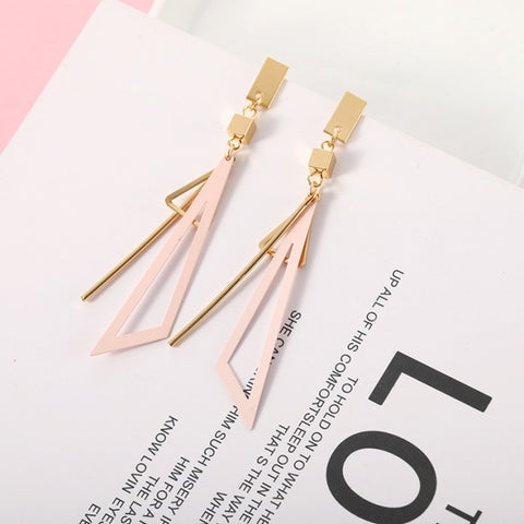 Korean Long Statement Geometric Triangle Tassel Dangle Drop Earrings For Women Earrings Fashion Jewelry
