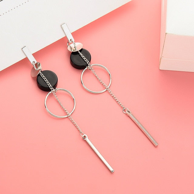 Korean Long Statement Geometric Triangle Tassel Dangle Drop Earrings For Women Earrings Fashion Jewelry