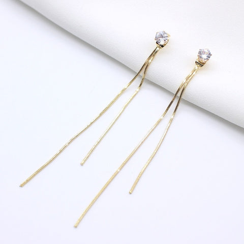 Korean Long Statement Geometric Triangle Tassel Dangle Drop Earrings For Women Earrings Fashion Jewelry