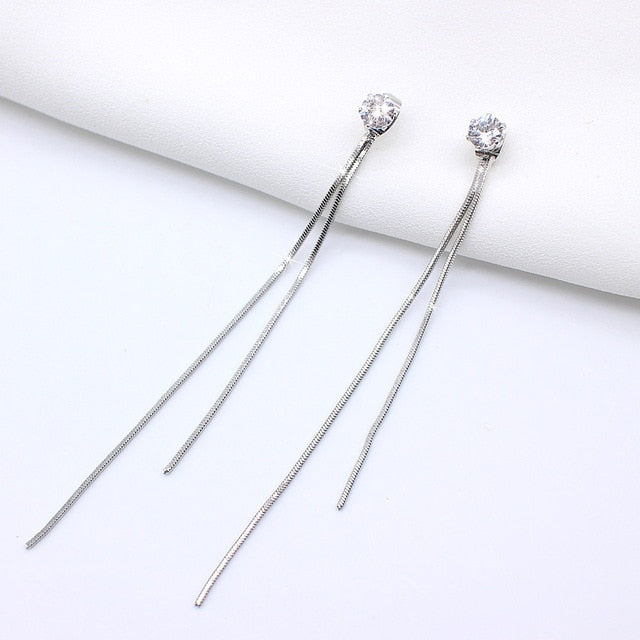 Korean Long Statement Geometric Triangle Tassel Dangle Drop Earrings For Women Earrings Fashion Jewelry