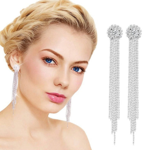 Korean Long Statement Geometric Triangle Tassel Dangle Drop Earrings For Women Earrings Fashion Jewelry