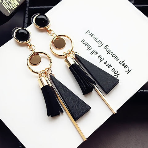 Korean Long Statement Geometric Triangle Tassel Dangle Drop Earrings For Women Earrings Fashion Jewelry