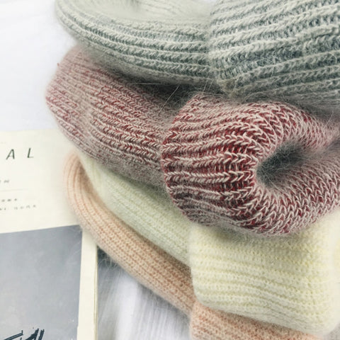 fashion warm beanies hats casual women solid adult rabbit caps cover head