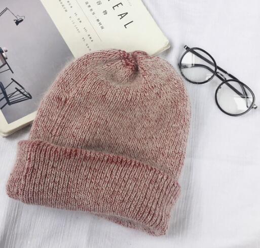 fashion warm beanies hats casual women solid adult rabbit caps cover head