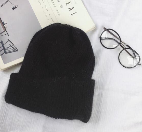 fashion warm beanies hats casual women solid adult rabbit caps cover head