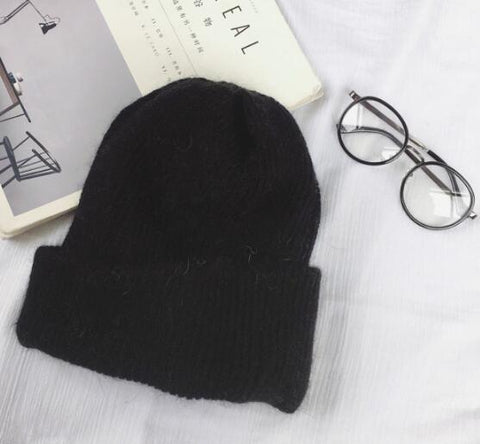 fashion warm beanies hats casual women solid adult rabbit caps cover head