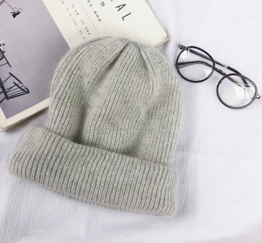fashion warm beanies hats casual women solid adult rabbit caps cover head