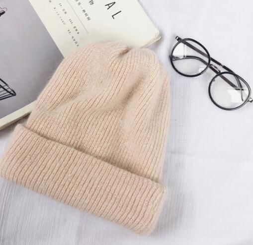 fashion warm beanies hats casual women solid adult rabbit caps cover head