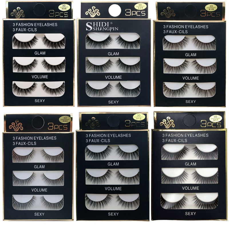 3 pairs 29 styles 3D Faux Mink Hair Soft False Eyelashes Fluffy