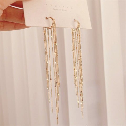 Women Long Tassel Earrings Korean Sweet Butterfly Rhinestone Earring.