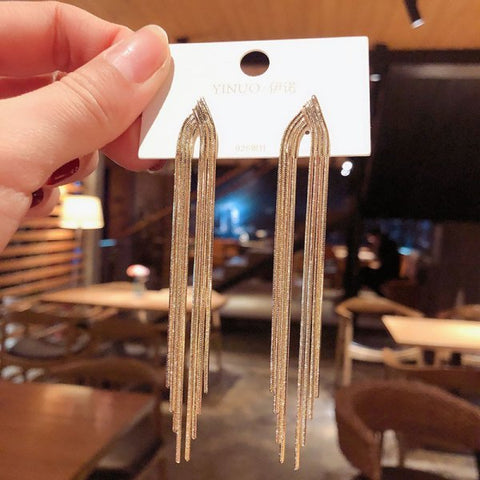 Women Long Tassel Earrings Korean Sweet Butterfly Rhinestone Earring.