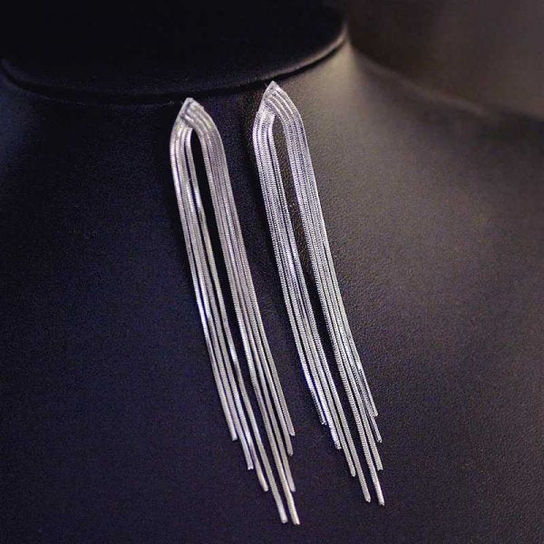 Women Long Tassel Earrings Korean Sweet Butterfly Rhinestone Earring.