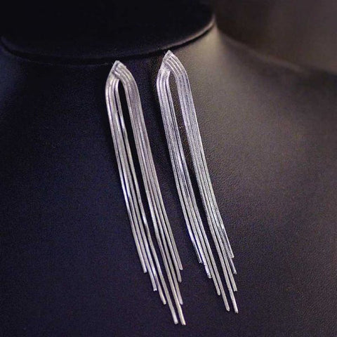 Women Long Tassel Earrings Korean Sweet Butterfly Rhinestone Earring.
