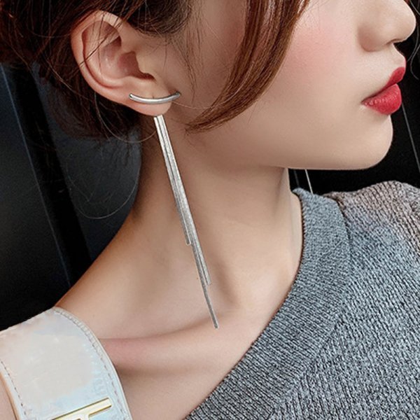 Women Long Tassel Earrings Korean Sweet Butterfly Rhinestone Earring.