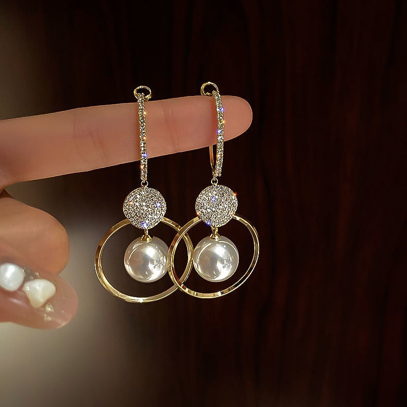 New Fashion Korean Oversized White Pearl Drop Earrings for Women.