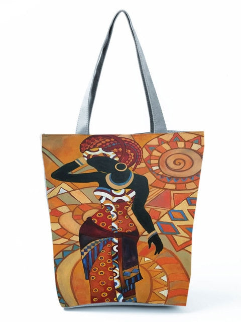 Cartoon Ladies Nurse Printed Handbag Foldable High Capacity Women Shoulder Shopping Bag Chic Travel Beach Bag