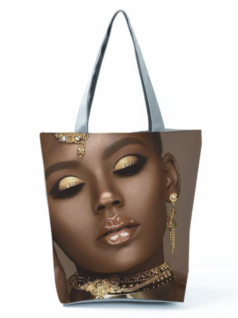 Cartoon Ladies Nurse Printed Handbag Foldable High Capacity Women Shoulder Shopping Bag Chic Travel Beach Bag