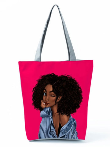 Cartoon Ladies Nurse Printed Handbag Foldable High Capacity Women Shoulder Shopping Bag Chic Travel Beach Bag