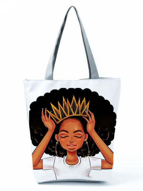 Cartoon Ladies Nurse Printed Handbag Foldable High Capacity Women Shoulder Shopping Bag Chic Travel Beach Bag