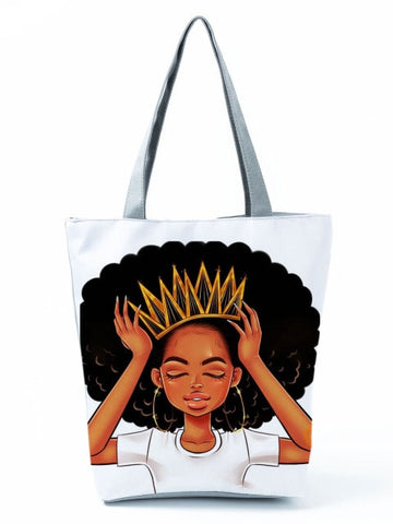 Cartoon Ladies Nurse Printed Handbag Foldable High Capacity Women Shoulder Shopping Bag Chic Travel Beach Bag