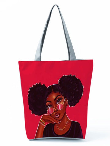 Cartoon Ladies Nurse Printed Handbag Foldable High Capacity Women Shoulder Shopping Bag Chic Travel Beach Bag