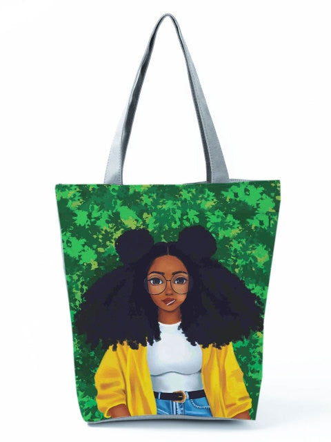 Cartoon Ladies Nurse Printed Handbag Foldable High Capacity Women Shoulder Shopping Bag Chic Travel Beach Bag