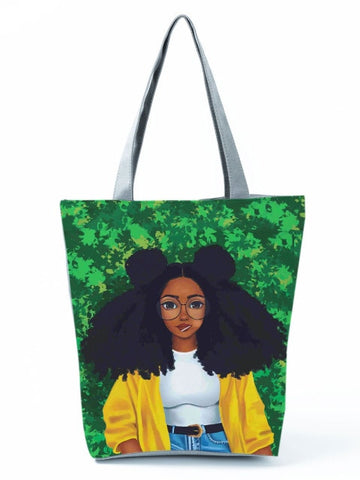 Cartoon Ladies Nurse Printed Handbag Foldable High Capacity Women Shoulder Shopping Bag Chic Travel Beach Bag