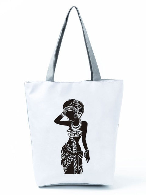 Cartoon Ladies Nurse Printed Handbag Foldable High Capacity Women Shoulder Shopping Bag Chic Travel Beach Bag