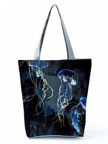Cartoon Ladies Nurse Printed Handbag Foldable High Capacity Women Shoulder Shopping Bag Chic Travel Beach Bag