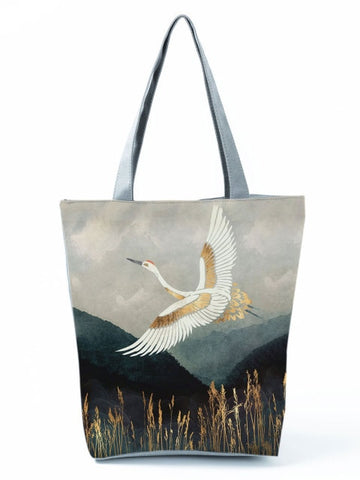 Cartoon Ladies Nurse Printed Handbag Foldable High Capacity Women Shoulder Shopping Bag Chic Travel Beach Bag