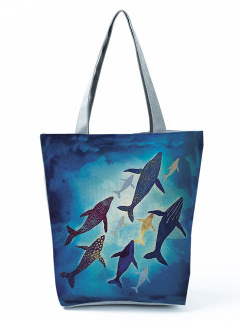 Cartoon Ladies Nurse Printed Handbag Foldable High Capacity Women Shoulder Shopping Bag Chic Travel Beach Bag