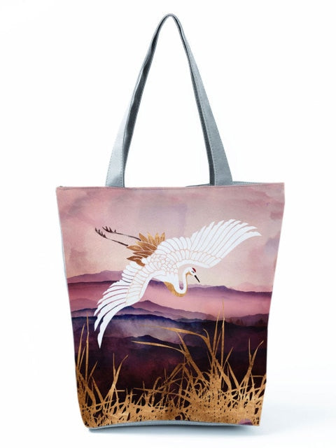 Cartoon Ladies Nurse Printed Handbag Foldable High Capacity Women Shoulder Shopping Bag Chic Travel Beach Bag