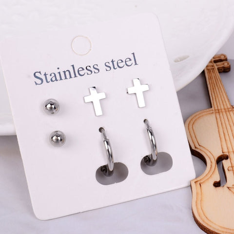 Stainless Steel Earrings Small Cute Butterfly Star Moon Heart Stud Earrings Set Punk Piercing Earing Women's Minimalist Jewelry