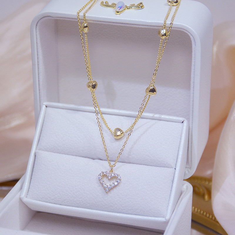 Heart Necklace Shining Bling AAA Zircon Women