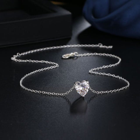 Heart Necklace Shining Bling AAA Zircon Women