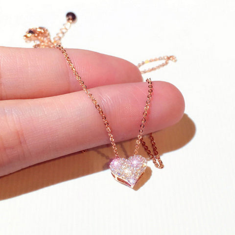 Heart Necklace Shining Bling AAA Zircon Women