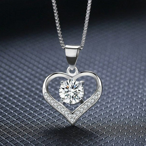 Heart Necklace Shining Bling AAA Zircon Women