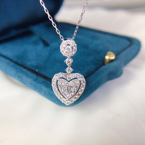 Heart Necklace Shining Bling AAA Zircon Women