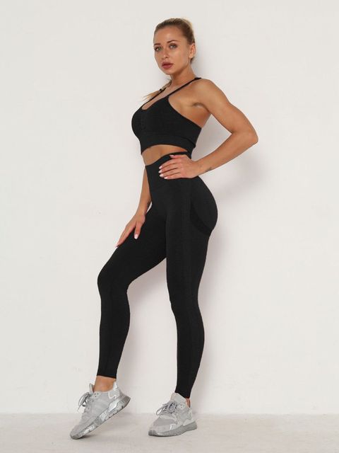 Women Sets Skinny Outfits High Waist Push Up Leggings Gym Clothes Sport Suit