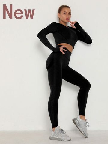 Women Sets Skinny Outfits High Waist Push Up Leggings Gym Clothes Sport Suit