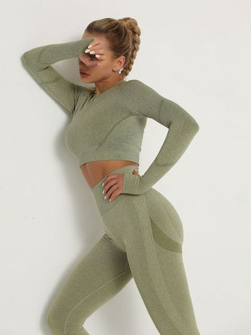 Women Sets Skinny Outfits High Waist Push Up Leggings Gym Clothes Sport Suit