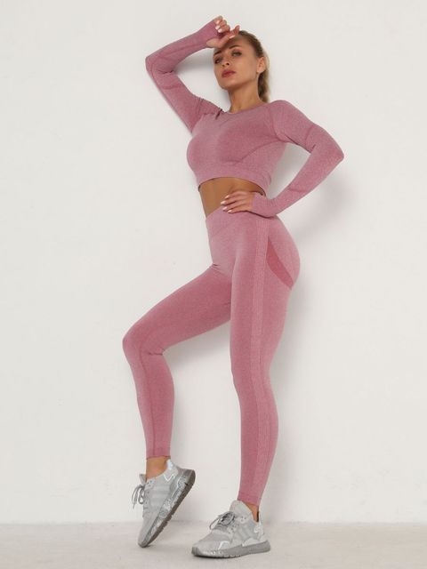 Women Sets Skinny Outfits High Waist Push Up Leggings Gym Clothes Sport Suit